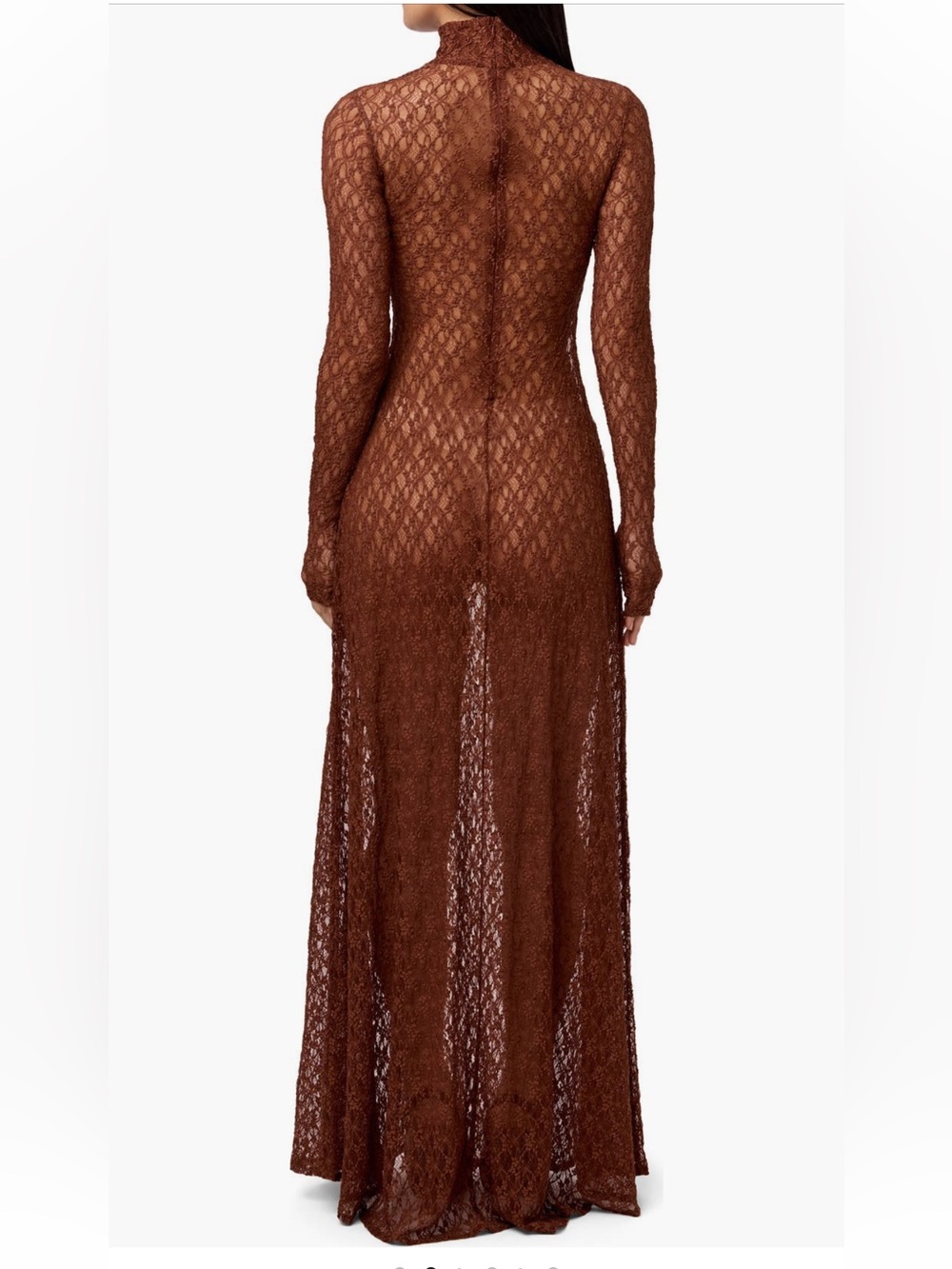 Long sleeve stretch lace brown turtleneck maxi dress 🤎 - Picture 2 of 5